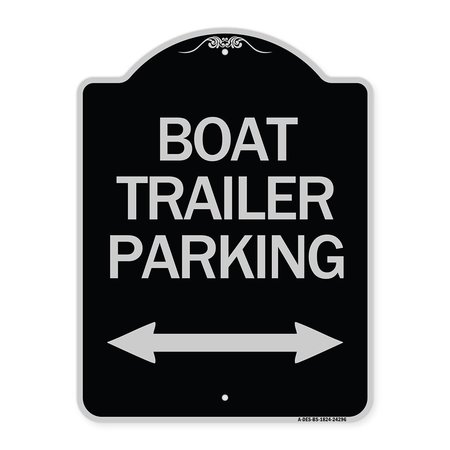 SIGNMISSION Boat Trailer Parking W/ Bidirectional Arrow Heavy-Gauge Aluminum Sign, 24" x 18", BS-1824-24296 A-DES-BS-1824-24296